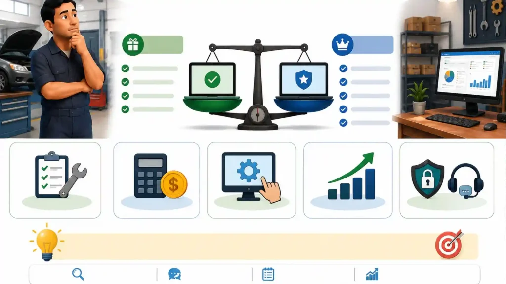 software bengkel mobil gratis vs berbayar 1.2.